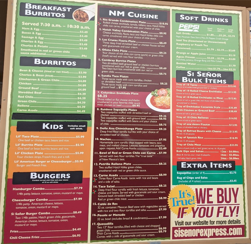 Si Señor Express Restaurant Menu – Authentic Mexican Food in Las Cruces
