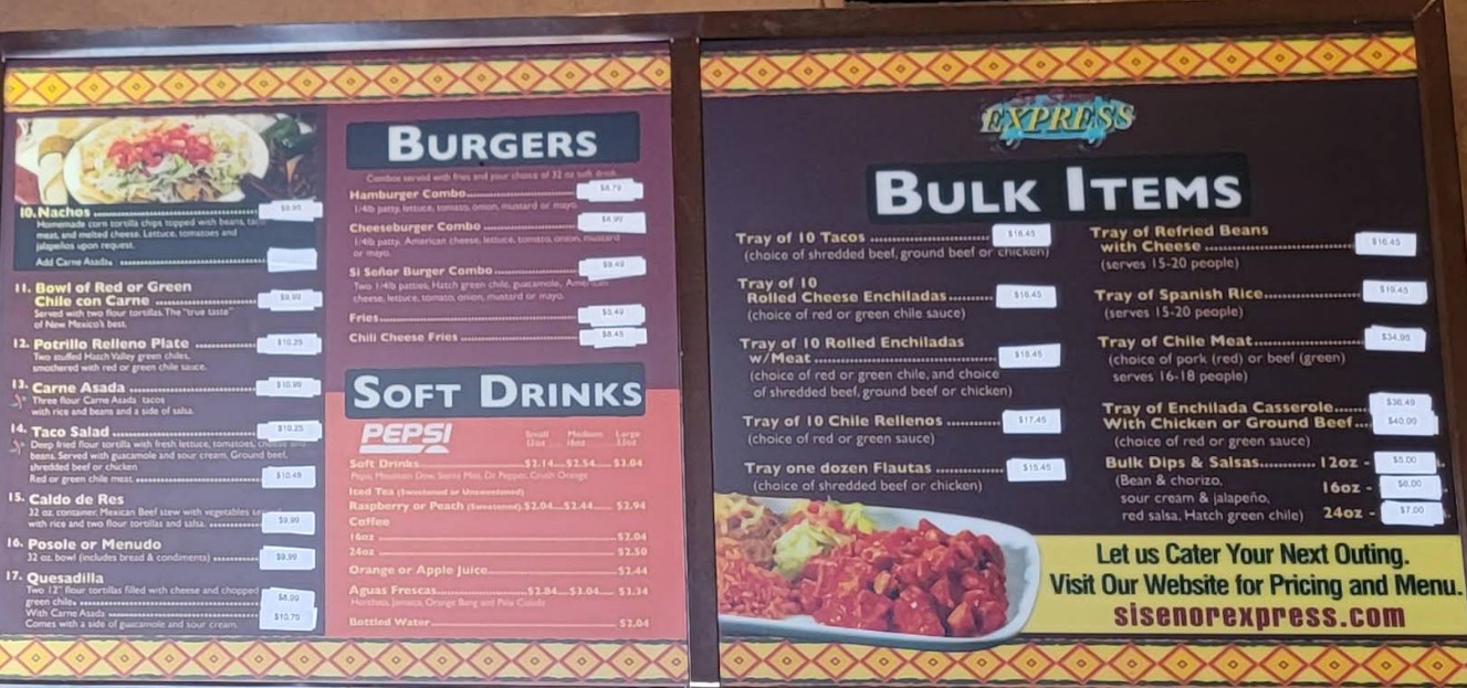 Si Señor Express Restaurant Menu – Authentic Mexican Food in Las Cruces